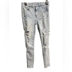 American Eagle Light Blue Denim Distressed Jeans